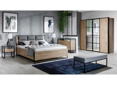 Modern Schlofkummer Set Bett Kleederschaf Holz Kommode 5tlg Garnitur