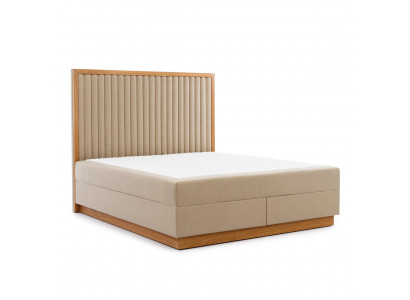 Braun-beige Schlofzëmmer Bett Designer Better Duebelbetter Textillbett