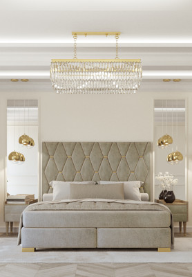 Graut Schlofzëmmer Duebelbett Designer Nuetsdëscher Luxus 3-Deeler Set