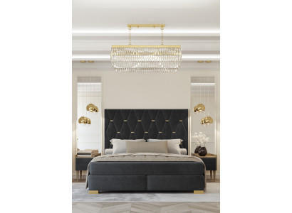 Designer gro Set-Schlofzëmmer, Edelstol Duebelbett, Nuetsdëscher.