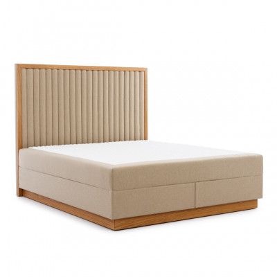 Beige Schlofkummer Duebelbett 2x Luxus Nuetsdëscher Eedelt Holzmierer 3tlg