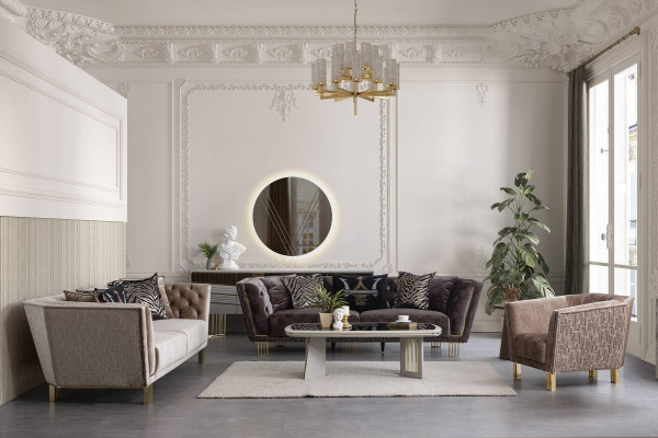 Modern Set Luxus Sofa-Set 3+3+1 Sëtzer Stilvoll Gepolstert Sitzmiwwel