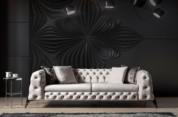 Wäiss Chesterfield Polstersëtzlounge Sofagarnitur 4-Sëtzer Fauteuil 2teleg