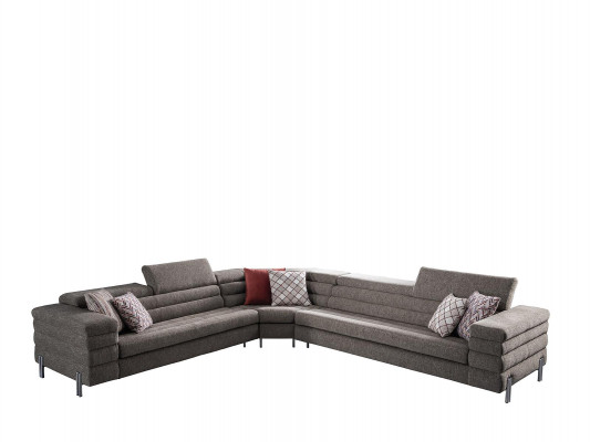 Modern L-fërmeg beige Ecksofakombinatioun Wunnzëmmer Polstersofa mat Holzrahmen