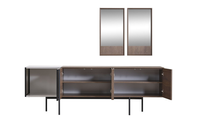 Brong Iesszëmmer Garnitur Designer Holz Sideboard Luxus Spigel 2tlg