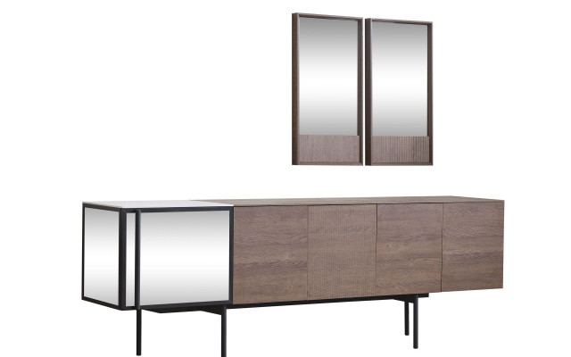 Brong Iesszëmmer Garnitur Designer Holz Sideboard Luxus Spigel 2tlg