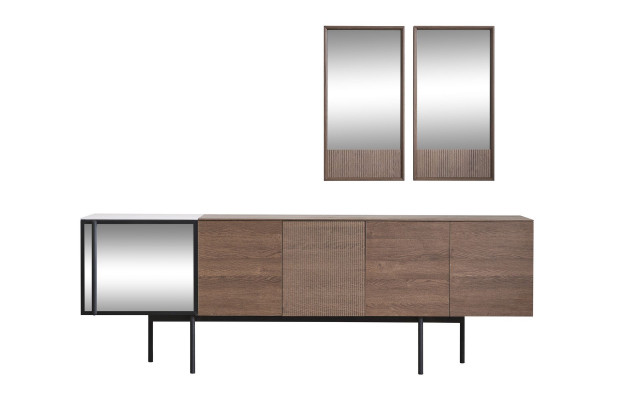 Brong Iesszëmmer Garnitur Designer Holz Sideboard Luxus Spigel 2tlg