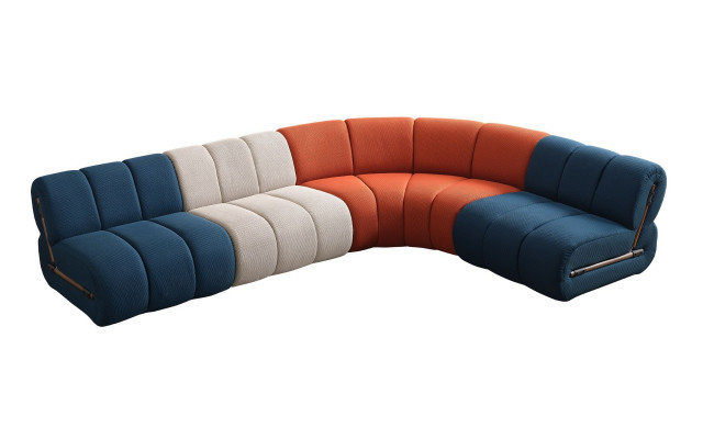 Wunnzëmmer dräifaarweg Eckcouch L-Form Textilstull Designer Polstermöbel