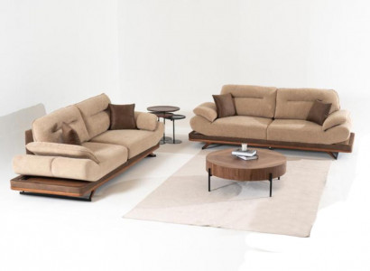 Beige Wunnzëmmer 2x 3-Sëtzer Sofas Luxus Polster Couchen Sitzméiwer.