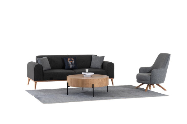 Moderne Wunnzëmmer Sofa Eenziichter Polstersëtz Relax Sëtz Holzféiss Nei