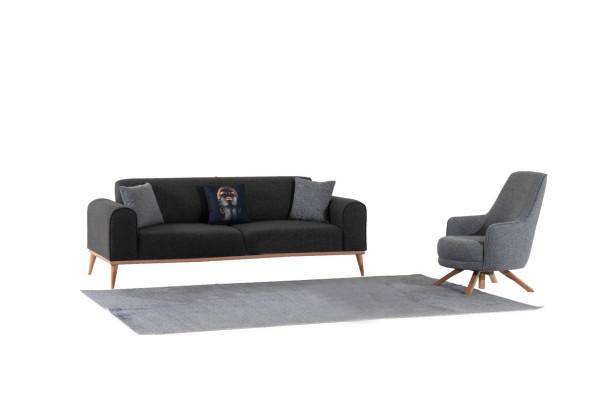 Moderne Wunnzëmmer Sofa Eenziichter Polstersëtz Relax Sëtz Holzféiss Nei