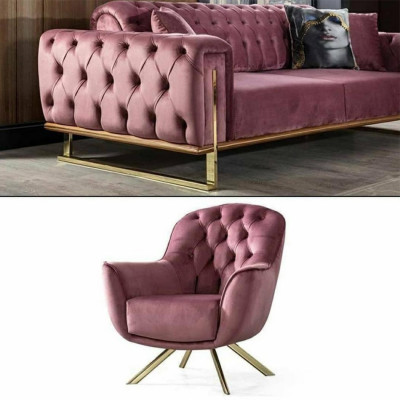 Designer Wunnzëmmer besteet aus Set 3-Sëtzer Sofa a Sessel, 2-Deel-nei.