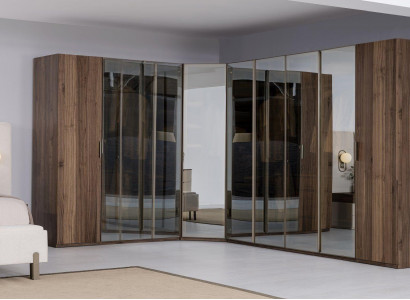 Modernen alebraune Stéckschaf Design Regal Schaf Holzschaf Luxuszëmmer.