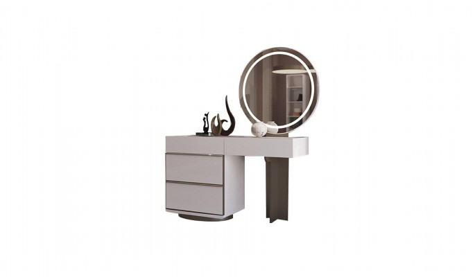 Komplett Schlofzëmmer Set Designer Bett Nuetsdëscher Schminktisch 7-deelech.