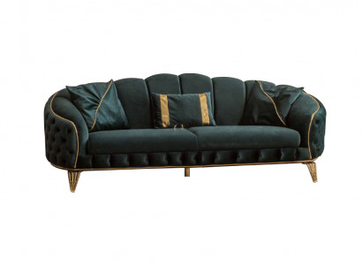 Modern Chesterfield Grénge Canapé 3 Sëtzer Sofae Dreisëtzer Nei Textil Metall