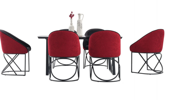 Luxus Designer grénger Iesszëmmerstull 6x Still Eenziesel Modern Iesszëmmer