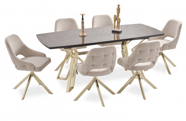 Modern 6x Still Polsterstull Luxus Fauteuil Beige Stull Lehnstull Iesszëmmer