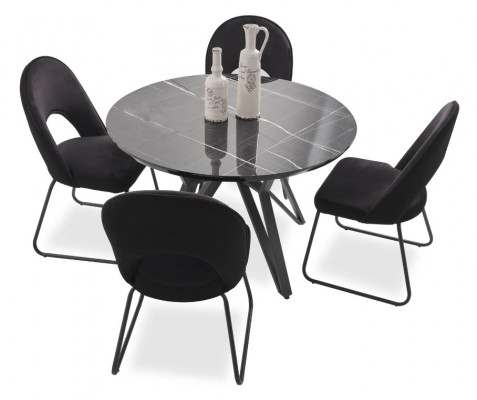 Luxus Iesszëmmer Set Iessdësch 4x Still Stull Stoff Iessgruppe Garnitur Nei