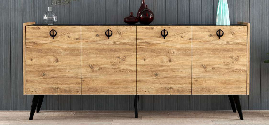 Wunnzëmmer Braun Sideboard Modern Design Rektangulär Form Regalen Luxus