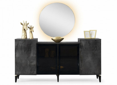 Buffet mat ronne Spigel Iesszëmmer Kredenz Däischtergro Rechteckeg Modern