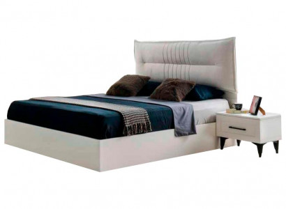 Bett Modern Schlofzëmmer Duebelbett Wäiss Eefaarweg Stoff Modern Design Stil