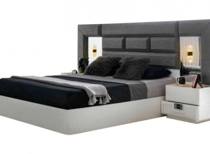 Bett Modern Rechteckeg Design Gro Wäiss Zweefaarweg Schlofzëmmer Duebelbett