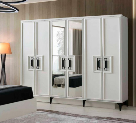 Kleederschaf Rechteckeg Form Modern Design Stil Wäiss Eenfaarweg Schlofzëmmer