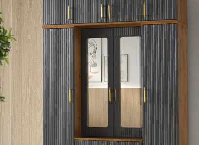 Kleederschaaf Gro Braun Zweefaarweg Rechteckeg Modern Design Stil Schlofzëmmer