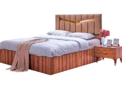 Bett Braun Modern Rechteckeg Design Schlofzëmmer Duebelbett Eefaarweg Stil