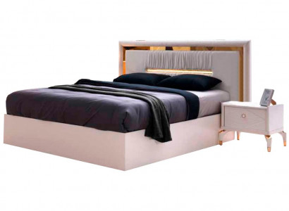 Modern Design Bett Wäiss Gold Zweefaarweg Modern Design Duebelbett Schlofzëmmer
