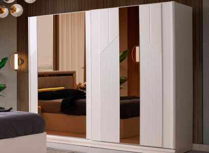 Moderne rechteckeg Design Kleederschaf Wäiss Gold Zweefaarweg Schlofkummer