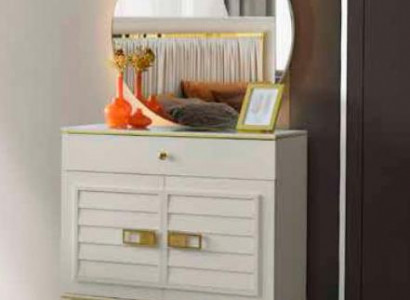 Schminktisch mat Spigel Rechteckeg Wäiss Modernen Design Stil Schlofkummer