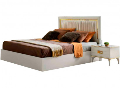 Bett Wäiss Eenfaarweg Modernen Design Rechteckeg Textil Schlofzëmmer Stil