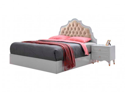 Bett Klassesch Stil Schlofzëmmer Rechteckeg Duebelbett Designer Wäiss Einfachfaarweg