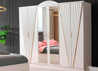 Kleederschaf Rechteckeg Art Deco Design Wäiss Eenfaarweg Stil Schlofkummer