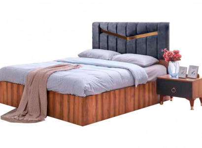 Bett Rektangulär Gro Grau Braun Zweefaarweg Modern Design Schlofzëmmer Duebelbett