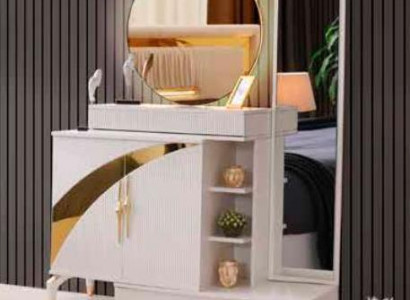 Schminktisch mat Spigel Eenheefaarweg Wäiss Schlofzëmmer Modernen Design Rechteckeg