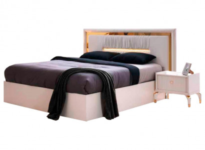 Modernen Designstil Bett Rechteckeg Wäiss Einfach Schlofzëmmer Duebelbett