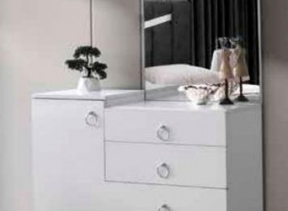 Kommode mat Spigel Modern Rechteckeg Design Wäiss Eefaarweg Schlofkummer