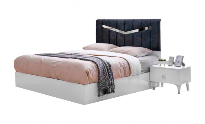 Bett Rektangulär Wäiss Gro Zweefaarweg Modern Design Stil Duebelbett Schlofzëmmer