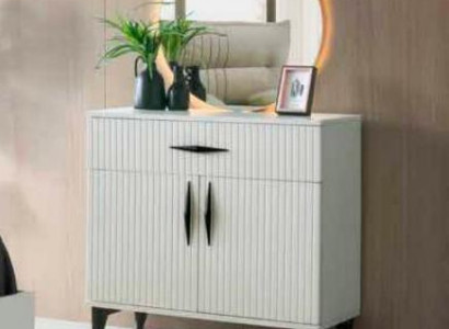 Kommode mat Spigel Wäiss Eingarter Modern Stil Design Rechteckeg Schlofzëmmer