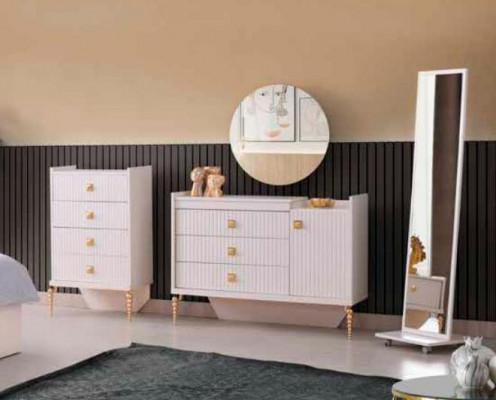 Schminktisch mat Spigel Wäiss Eefaarweg Modern Rechteckeg Design Schlofkummer