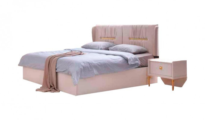 Beige Eenfaarweg Duebelbett Modern Schlofzëmmer Design Rechteckeg Form Stil