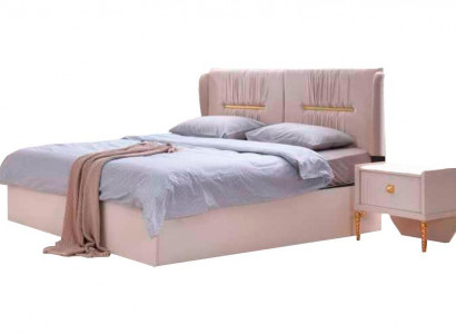 Beige Eenfaarweg Duebelbett Modern Schlofzëmmer Design Rechteckeg Form Stil