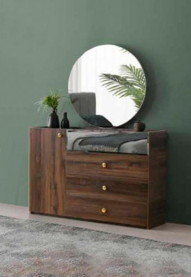 Schlofkummer Kommode mat Ronne Spigel Braun Modern Rechteckeg Designstil