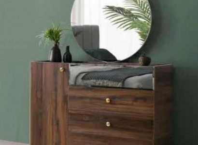 Schlofkummer Kommode mat Ronne Spigel Braun Modern Rechteckeg Designstil