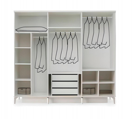 Schlofzëmmer-Set 5 Deeler Wäiss Beige Zweefaarweg Modern Design Schlofzëmmer Stil