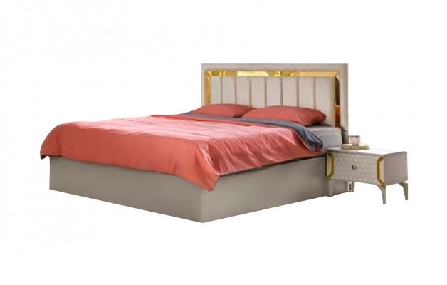 Schlofzimmer Duebelbett Beige Eefaarweg Modern Réckelteg Design Stil Bett