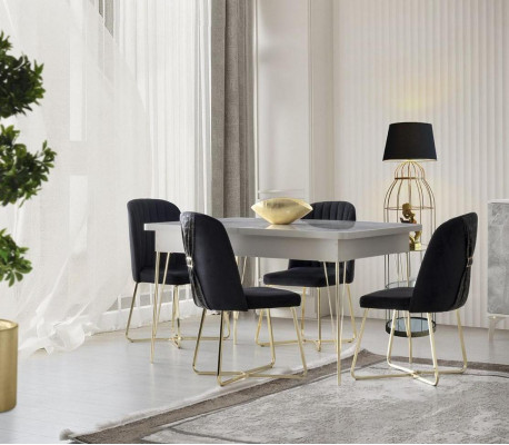 Iessgruppen 5stéck Iessdësch Still Grof Eefaarweg Modern Rechteckeg Form Stil