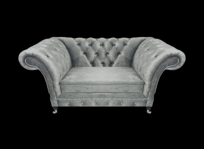 Wunnzëmmer Designer Fauteuil Gro Chesterfield Stoffsessel Luxus Polstermébel